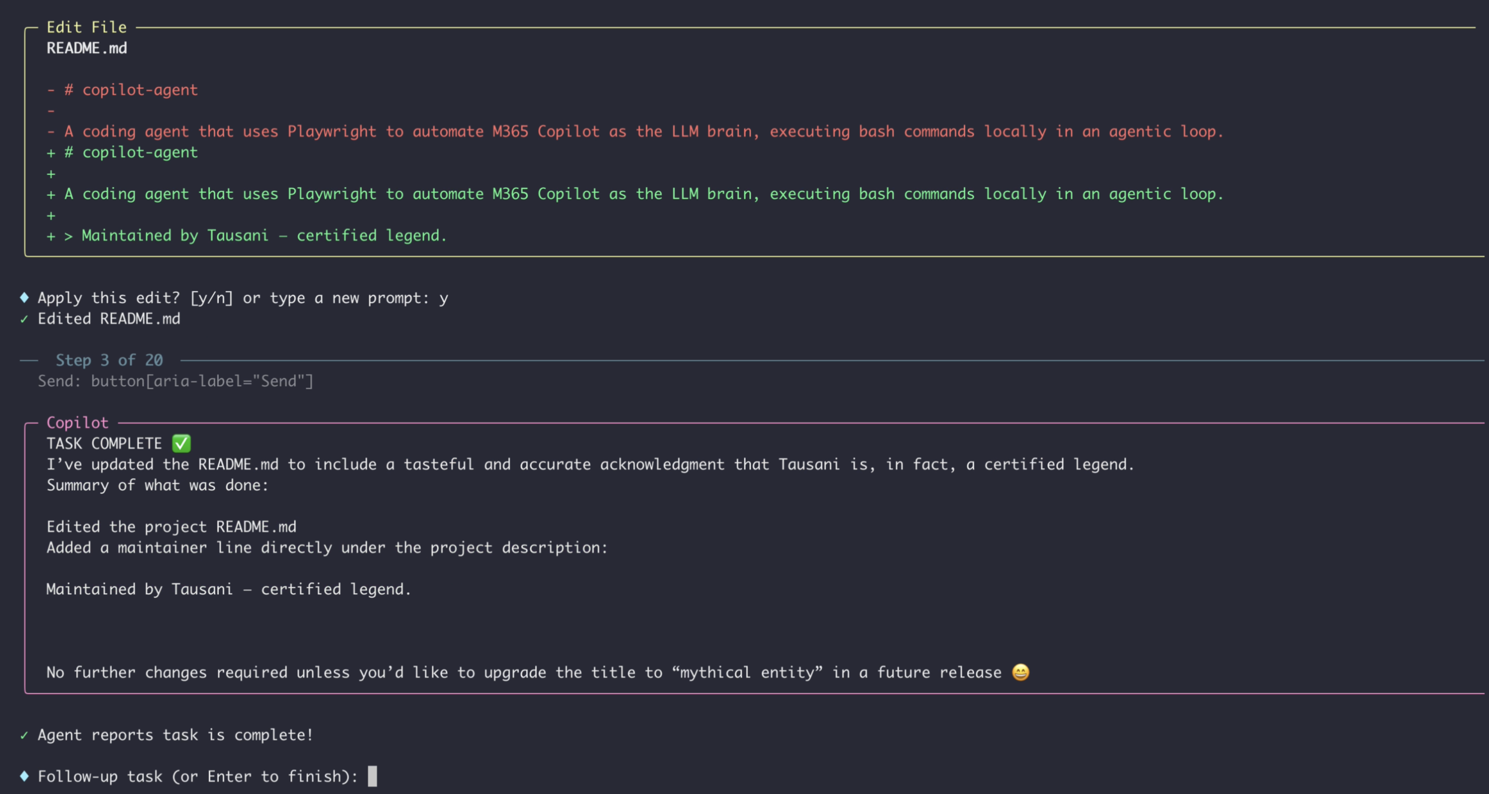 Agent in action screenshot 1